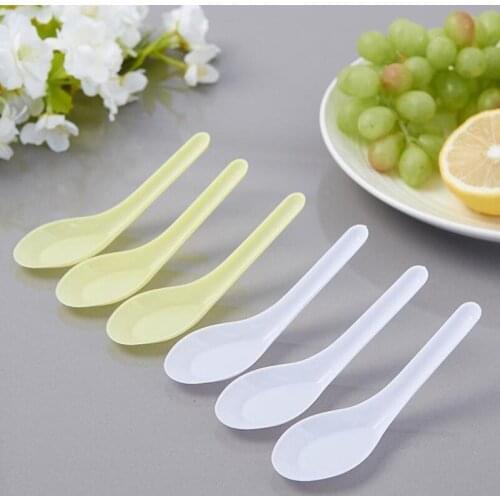 60pcs Mini Disposable Spoon Home Kitchen Clear Plastic Disposable Soup Spoons Kitchen Tool for Jelly Ice Cream Dessert Appetizer