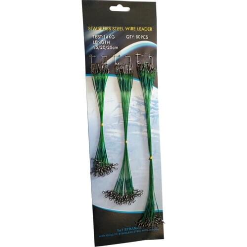 60Pcs Lure Fishhook Anti-bite Fishing Line Leash Cord Steel Wire Leader With Swivel Lead Core Leash Fishing Wire Fishing Tackle