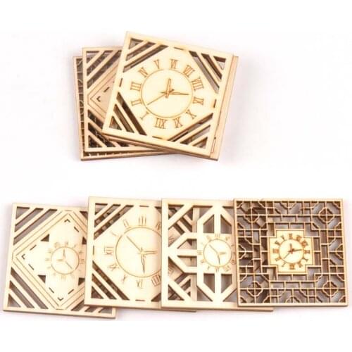 8pcs Mixed clock Pattern Wooden Scrapbooking wood decoration for Handmade Accessory Sewing Home Decoration m2141