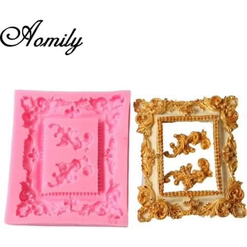Aomily Lace Photo Frame Silicone Molds Cake Chocolate Mold Wedding Cake Decorating Tools Fondant Sugarcraft Soap Fondant Mould