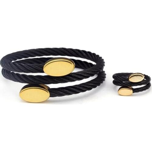 Simple Open Men Women Black Stainless Steel Charm Bracelets Bangles Luxury Chain Link Sporty Cuff Bracelets Pulsera