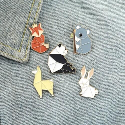 Japanese Simple Cute Fox Mouse Panda Rabbit Animal Alloy Brooch Badge Collar Denim Accessories Men And Women All-Match Ins Style