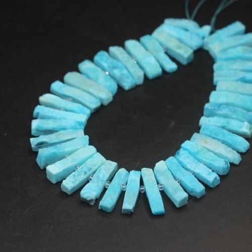 15.5"Strand Centre Drilled Blue Raw Quartz Druzy Geode Slice Point Loose Beads,Natural Agates Drusy Slab Nugget Pendant Jewelry