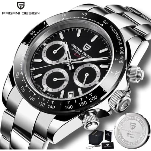 PAGANI DESIGN Brand Quartz 100M Waterproof Watches Stainless Steel VK63 Sport Men watch Sapphire Luminous Luxury Watch men reloj