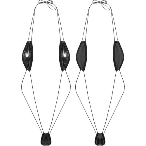 Hot Sexy Womens One-piece Erotic Lingerie Shiny Metallic Bodysuit Halter Backless Mini Micro String Slingshot Monokini Swimsuit