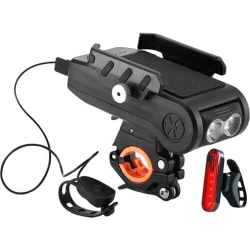 Multifunctional Bike Lights Set 4 in 1 Front Bike Light Bike Headlight Waterproof Adjustable USB Rechargeable LED