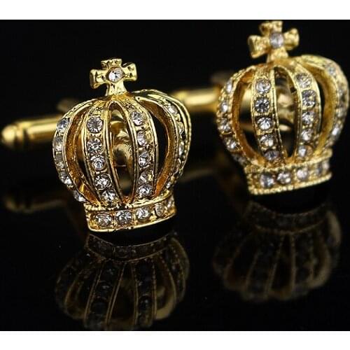 MOCHUN Men Women Classic Shiny Rhinestone Crown Jewelry Molding Set Auger Men Cufflinks French Crystal tiara Shirt Cuff Links-20