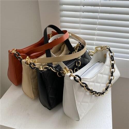 Fashion Exquisite Shopping Bag Retro Casual Women Totes Shoulder Bags Female PU Leather Solid Color Chain Handbag for Women 2021