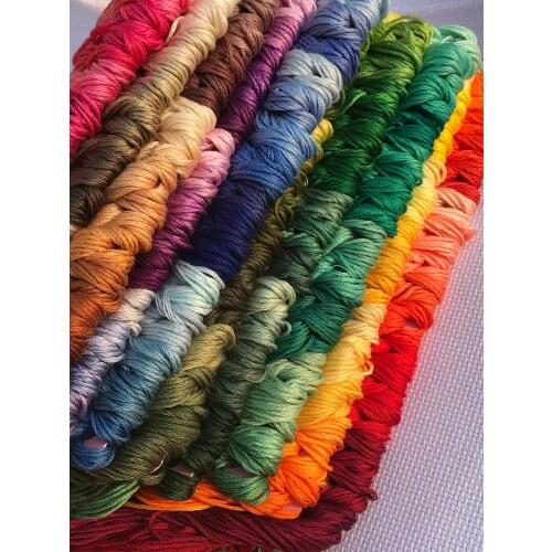 8 pieces of 6 stranded 1m long 100% cotton cross stitch thread,470 Color Available,cotton floss for embroidery,DIY cross stitch