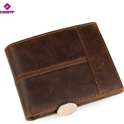 DOLOVE New Hot High Quality Genuine Leather Wallet Men Wallets Vintage Organizer Purse Billfold Zipper Coin Pocke