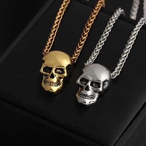 Hot Punk Trendy Men Gothic Skull Necklace 24 Inch Long Chain Necklaces Hip Hop Halloween Jewelry Gifts