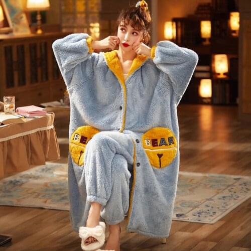 Winter Pyjamas Women Sleepwear Plush Pajama set Loose Version Intensification Nighty Plus Size XXL Medium Style Hooded Pajamas