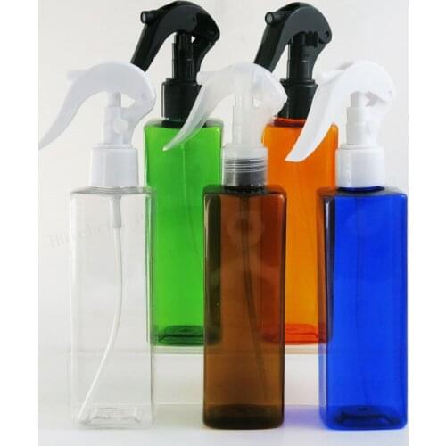 20 x Refillable Empty 240ml 8oz PET Plastic Shampoo Cream Bottle with Trigger Pump Squqre PET Clearing Plastic Bottles