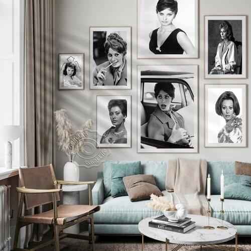 Italy Actress Sophia Loren Black And White Portrait Art Poster, Italy Movie Queen Vintage Art Wall Picture, Fans Collect Mural