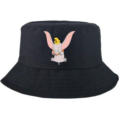 Disney Dumbo Fishing Hat Outdoor Cartoon Bucket Hat Casual Solid Double-sided Sunscreen Panama Cap Spring For Man Women Kids