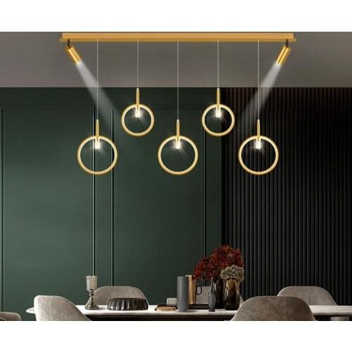 Modern Led Pendant Lamp with Spotlight Black Lustre Metal Ceiling Hanging Light for Kitchen Island Dining Living Room Decoration