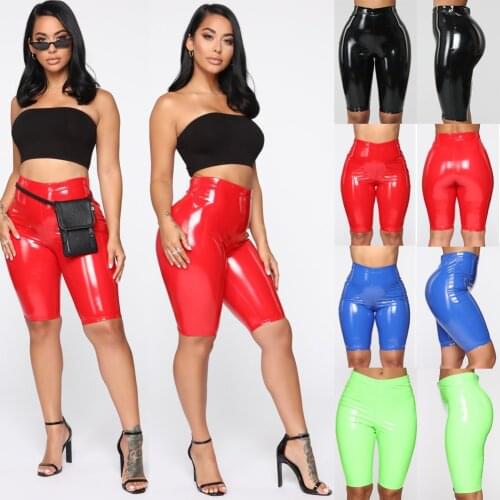 Spring Women Sexy Elasticity PU Leather Solid Skinny Shorts Women Fashion Summer Bodycon Short Pants