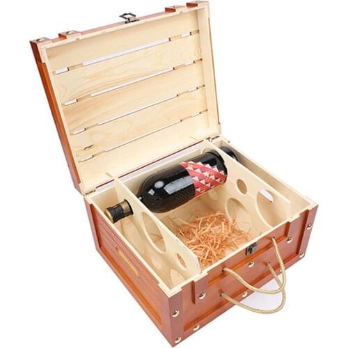 Vintage Wooden Wine Box Wine Carrier General Purpose For 6 Bottles Art