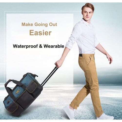 Suitcase Tools With Wheels Tool Box Professional Electrician Bag Storage Organizer Workpro Oxfords Repair Large Empty Panel Belt