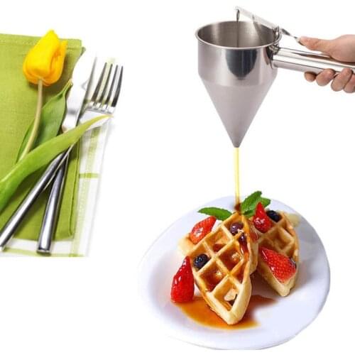 1PC Stainless Steel Octopus Balls Egg Cone Funnel Waffle Maker Tool With Rack Sugar Syrup Dispenser For Cake PH 001