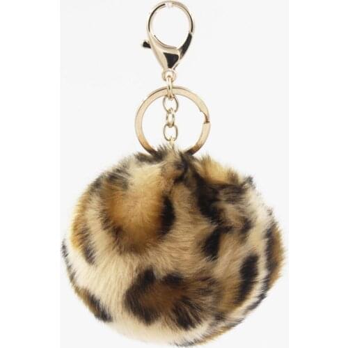Furling 1PC Leopard Animal 10CM Faux Fur Keychain Women Bag Charm