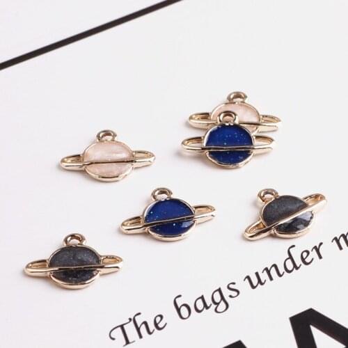 10pcs Uranus Necklace Pendant Fashion Blue Star Earrings For Women Korea Cute Pearl Light Universe Planet Circle Earrings