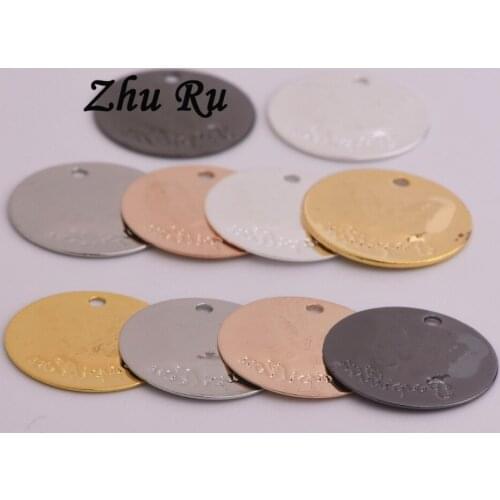 20pcs ZHU RU 15mm butterfly Engraving pattern Pendant Tag Charms Pendants for costume jewelry Making DIY Craft Charm Handmade