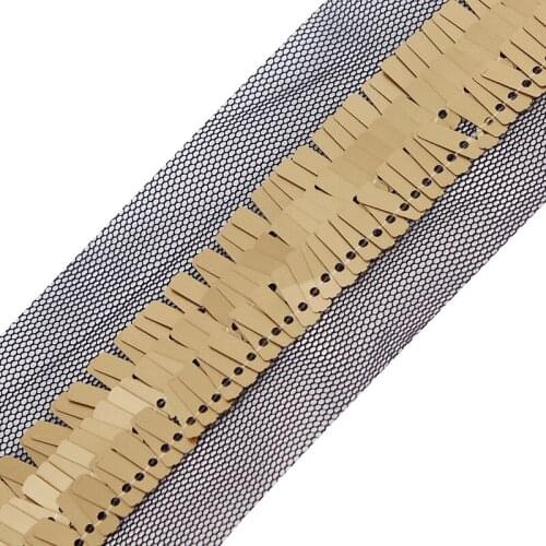 20yards Black Craft Tulle Lace Trim Ribbon with Gold Sequin Trim Sewing Trim T105