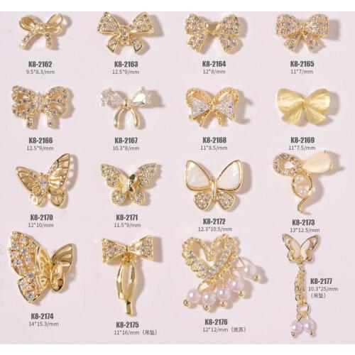 3PCS, 3d Nail Art Zircon Bows Jewelry Crystal Rhinestones With Gold Alloy For Nail Tips Decorations