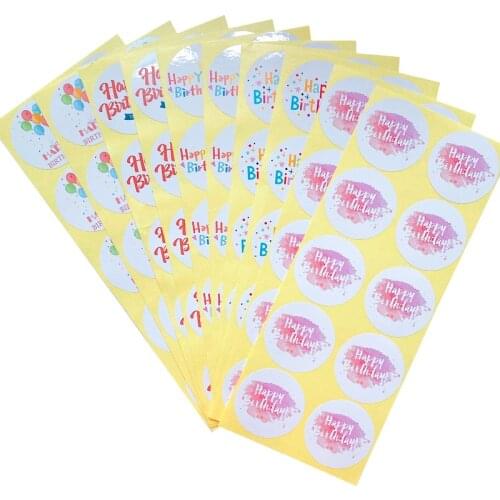 500pcs/lot Happy Birthday Kraft Paper Seal Stickers For Handmade Products Creative Decor DIY Bakery Label Adhesive Sticker