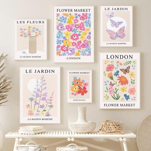 Colorful Flower Market Butterfly Matisse Wall Art Canvas Painting Nordic Posters And Prints Wall Pictures For Living Room Decor