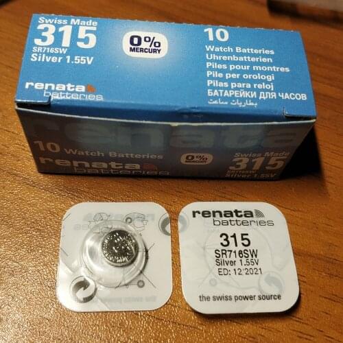 10pc renata Silver Oxide Watch Battery 315 SR716SW 716 1.55V 100% original brand renata 315 renata716 battery