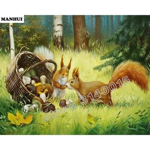 Diamond Mosaic Painting Cross Stitch Squirrel Square Full Decorative Diy Diamond Embroidery Animals Fashion Gifts BFC356