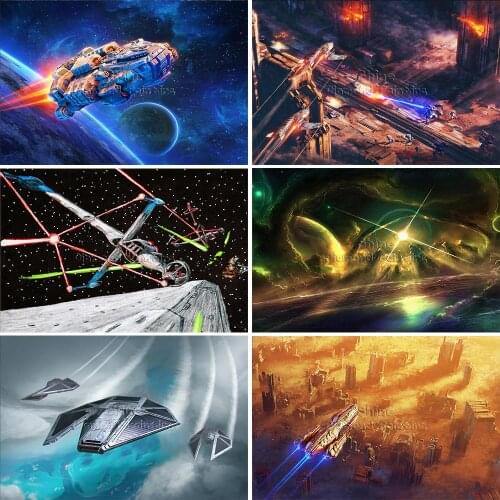 Diamond Painting Full Square Round Cartoon Star Wars Starship 5D DIY Art Gift Embroidery Cross Stitch Mosaic Home Decoration