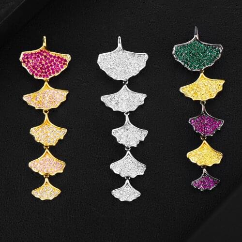 Brand New Shiny Lucky ginkgo leaves Long Dangle Earrings For Women Bridal Wedding Girl Daily Party Fine Hot Jewelry High Quality