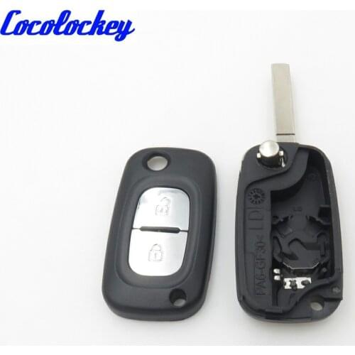 Cocolockey Flip Remote Key Shell Fit for RENAULT Clio Megane Kangoo Modus 2 Button Fob Case Blade Without Groove