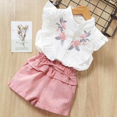 PUDCOCO Summer Kids Baby Girls Floral Ruffle Sleeveless Tops Shirt Solid Shorts Pants Legging Outfits Sunsuit Clothes 2-7Y