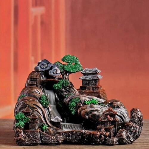Mountain River Handicrafts Backflow Incense Burner Smoke Watrfaall Incense Sticks Holder Cerative Home Decor Resin Lucite Censer