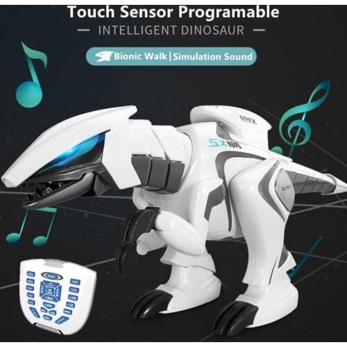 Intelligent Programable RC Dinosaur Bionic Walk Shake Head Swing Tail Simulate Roaring Touch Sensor Educational Entertain RC Toy