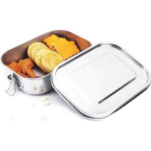 1.4L Stainless Steel Lunchbox With Removable Separator Food-Container Leak-Proof Lunch Box Reusable Meal Prep Container