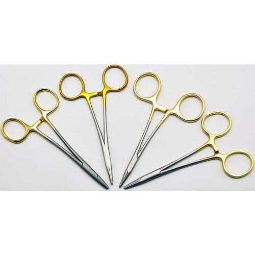 Beauty pin holder Gold handle stainless steel insert needle holder holding needle clamp needle holder