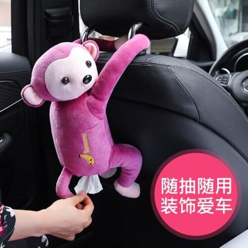 Creative little monkey creative car tissue box cover home car dual-use car hanging drawer cartoon car interior supplies