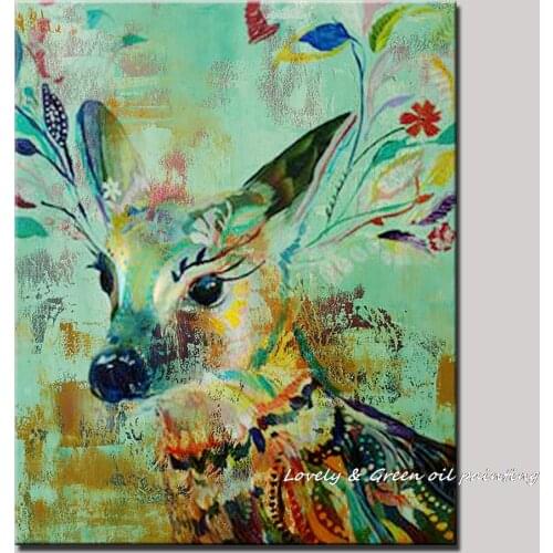 Mintura Art Christmas Gift Handpainted Fellow Sheep Animal Oil Painting On Canvas Modern Wall Picture For Living Room Home Decor