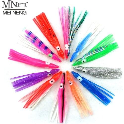 MNFT 12pcs 5&6cm Soft Rubber Squid Skirt Bionic Bait Fishing Tackle Sea Fishing Octopus bait Threads Skirts Soft Lures Mix Color