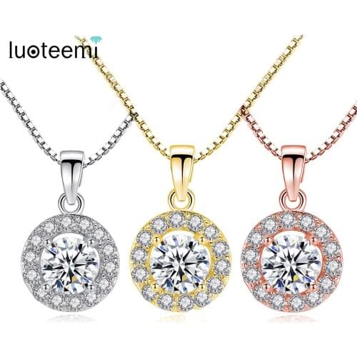 LUOTEEMI Pendant Costume Jewelry Hearts& Arrows Cut 0.6 Carat Cubic Zirconia Round Micro Inlay Necklaces & Pendants Jewelry Gift
