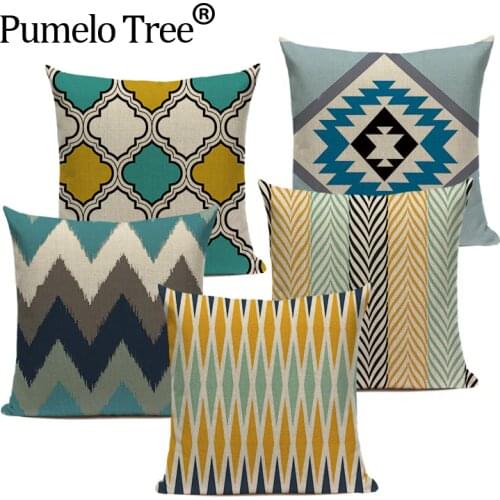 High Quality Cushion Covers Custom Colorful Modern Geometric Fabric Art Car Pillows Square Seat Car Decor Printed Pillow Case