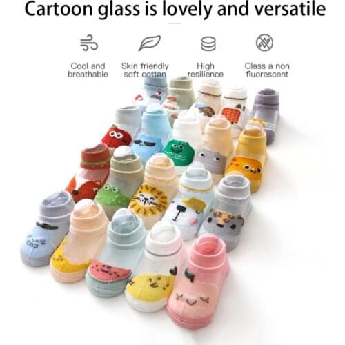 5 Pairs/lot Baby Socks Summer Thin Mesh Cartoon Boat Socks Non-slip Socks Pure Cotton Doll Socks Boys Girls Newborn Socks 0-12 Y