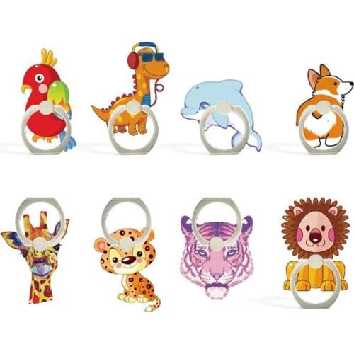 New Arrival 1 Piece High Quality ABS Universal Mobile Phone Holder Ring Cute Cartoon Birds Dolphin Lion Animal Phone Ring Holder