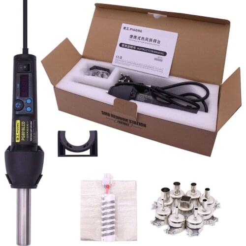 650W High quality 8018LCD 220V/EU LCD Adjustable Electronic Heat Hot Air Gun Desoldering Soldering Station IC SMD BGA + Nozzle