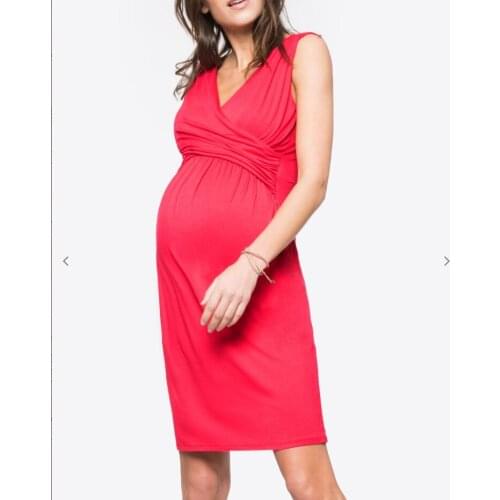 Breastfeeding dresses maternity clothes for pregant women clothing solid v-neck pregnancy dresses mother wear evening dress